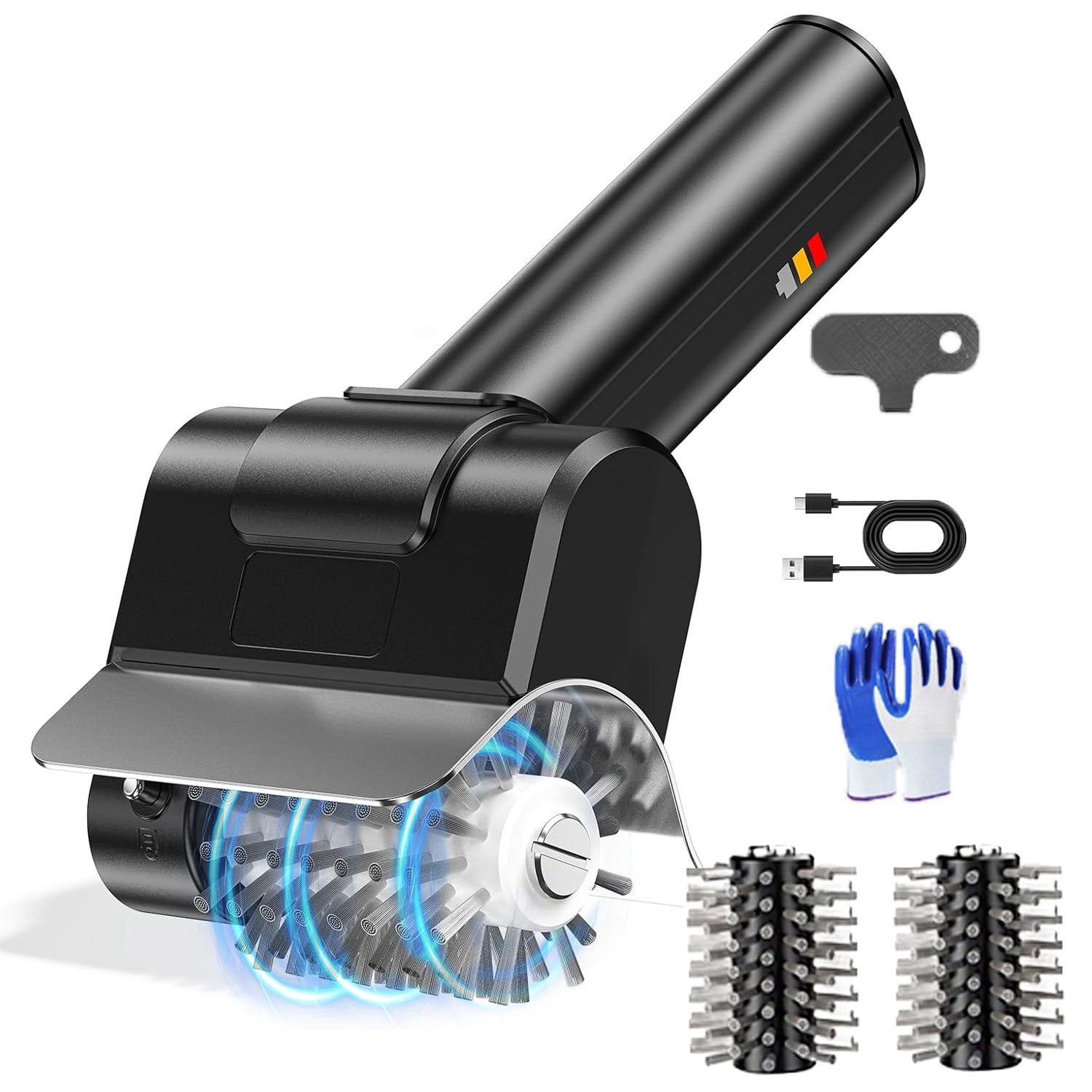 Electric Bbq Grill Brush,Heavy-Duty Cordless BBQ Brush with Stainless Steel Bristles,2000mAh Rechargeable Battery,1100RPM Motorized Grill Cleaner for Grates,Griddles and Smoker(Dual brush heads)
