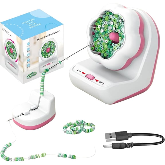 Electric Bead Spinner, Automatic Bead Maker, Bracelet Clay Beading Spinner with Needles, Bracelet Making Machine for Jewelry Making, Birthday