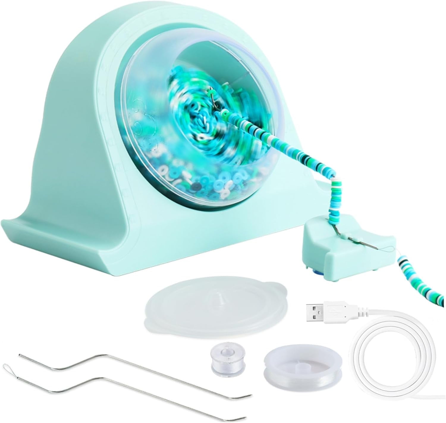 Electric Bead Spinner for Jewelry Making, Clay Bead Spinner with Needle and Accessories, Automatic Fast Hands-Free Bead Maker for Bracelets, Necklaces, Waist Chains, Christmas Birthday Gift for Girls