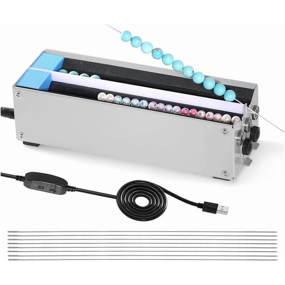Electric Bead String Maker,100W Semi-Automatic Beading Machine, Adjustable Roller Width And Support 2 Channels Design, Quick Beading And Simple Operation, For Making Jewelry