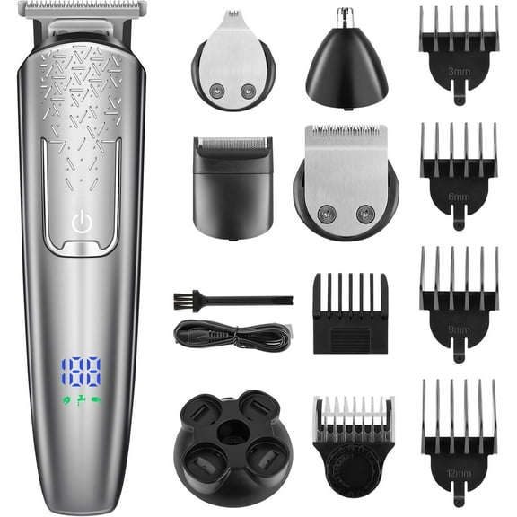 Electric Beard Trimmer for Men, Professional Body Facial Ear Nose Hair Trimmer and Beard Grooming Kit, 5 in 1 Complete Grooming Kit & Cordless Hair Clippers Set, Gifts for Men