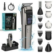 Beard Trimmer for Men, IPX7 Waterproof Mens Grooming Kit with Cordless Hair Clippers, Electric Razor with LED Display, Shavers for Mustache, Body, Face, Ear, Nose Hair Trimmer, Gifts for Men