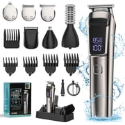 Beard Trimmer for Men, Electric Razor Shavers for Men, Cordless Rechargeable Waterproof Grooming Kit for Shaving Face, Mustache Nose Body Hair Trimmer Clipper, LED Display, Gifts for Him