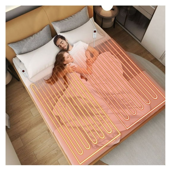 Electric Bed Warmer with Dual Controller, 9 Heat Settings & Auto Off - Machine Washable, Non-woven Fabric Mattress Pad for Cold Winter Nights - Full, Queen, King Sizes