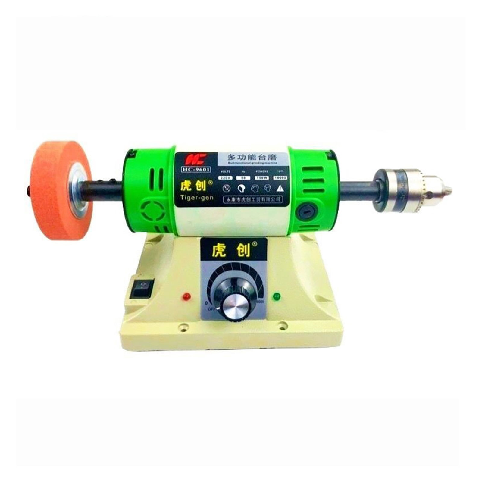 Electric Bench Polishing Grinding Machine Gem Jewelry Rock Grinder Desktop Lathe Polisher Adjustable Speed 0-10000RPM 750W