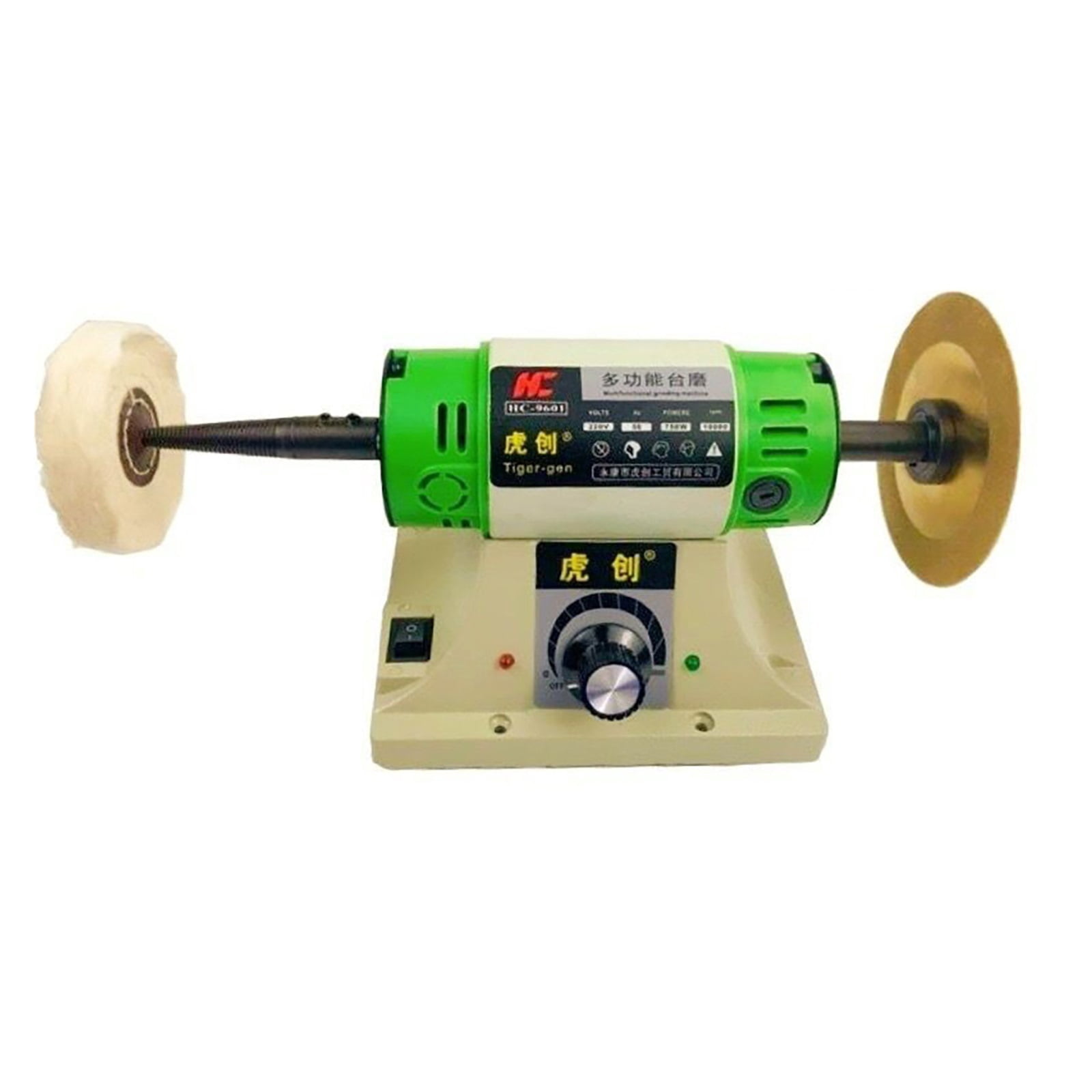 Electric Bench Polishing Grinding Machine Gem Jewelry Rock Grinder Desktop Lathe Polisher Adjustable Speed 0-10000RPM 750W