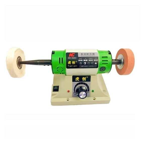 Electric Bench Polishing Grinding Machine Gem Jewelry Rock Grinder Desktop Lathe Polisher Adjustable Speed 0-10000RPM 750W