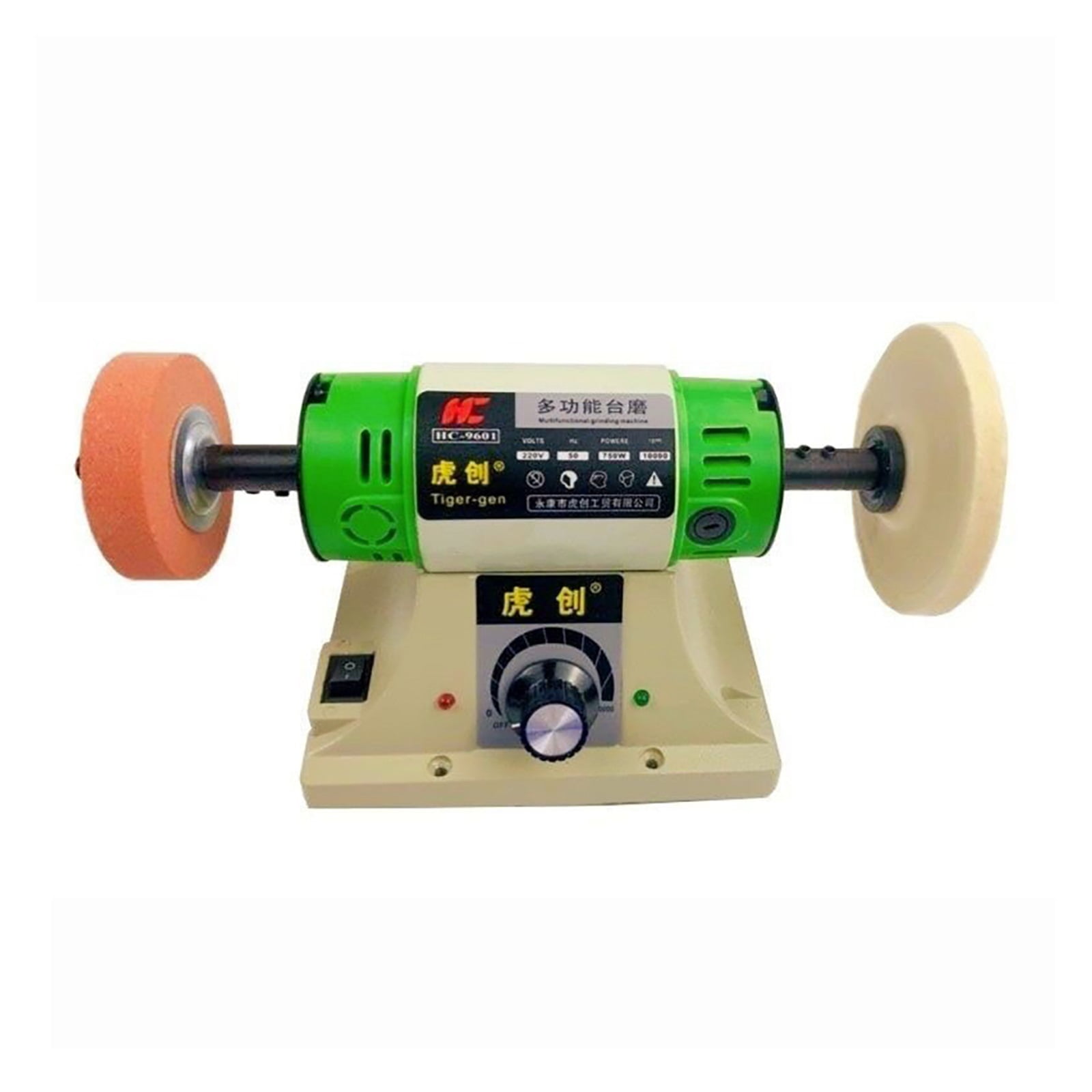 Electric Bench Polishing Grinding Machine Gem Jewelry Rock Grinder Desktop Lathe Polisher Adjustable Speed 0-10000RPM 750W