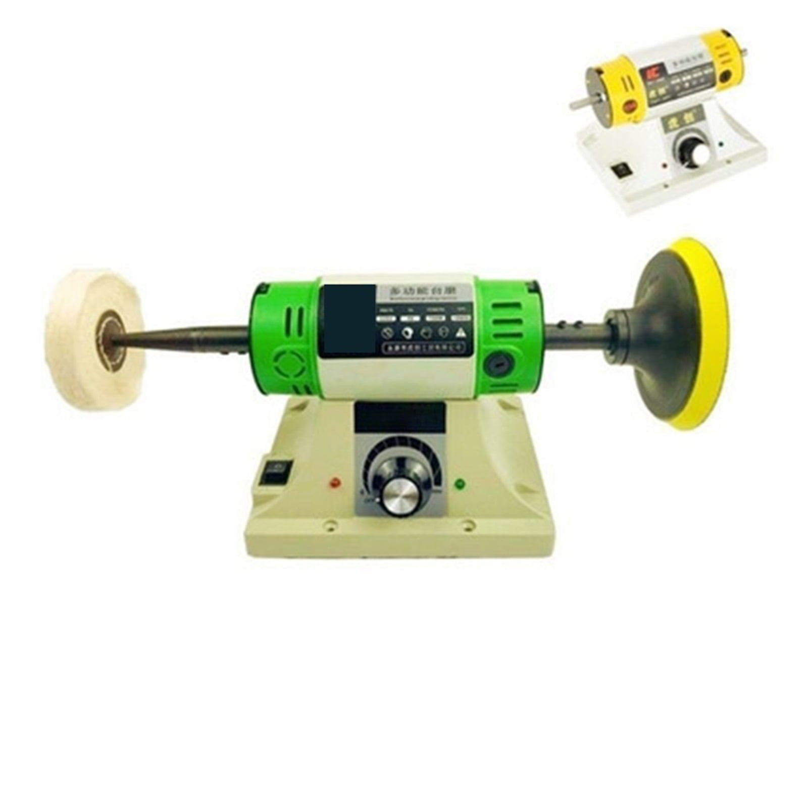 Electric Bench Polishing Grinding Machine Gem Jewelry Rock Grinder Desktop Lathe Polisher Adjustable Speed 0-10000RPM 750W