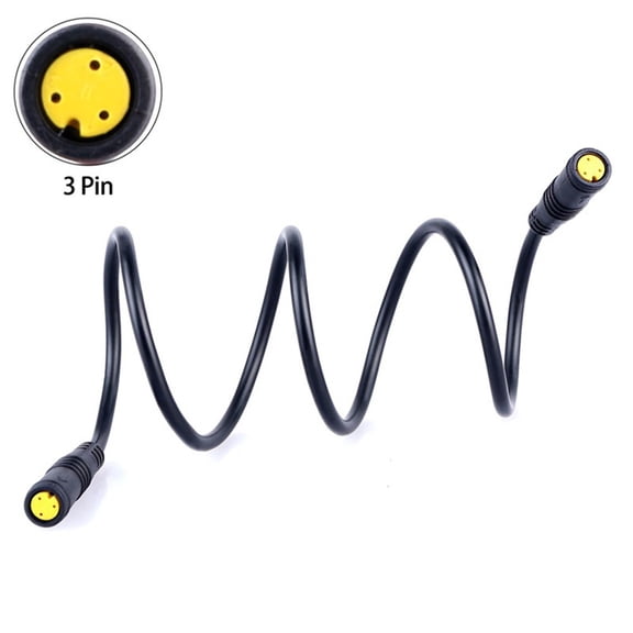 Electric Bicycle 3-Pin Sensor Thumb Throttle Extension Cable For BAFANG BBS01B BBS02B Drive Conversion Kits, Rubber And Metal Brake Lever Wire Harness, Black(Female on both sides)