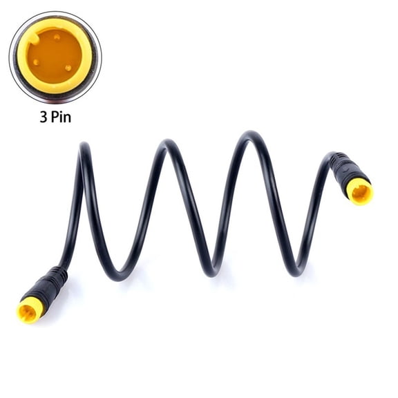 Electric Bicycle 3-Pin Sensor Thumb Throttle Extension Cable For BAFANG BBS01B BBS02B Drive Conversion Kits, Rubber And Metal Brake Lever Wire Harness, Black(Male heads on both sides)