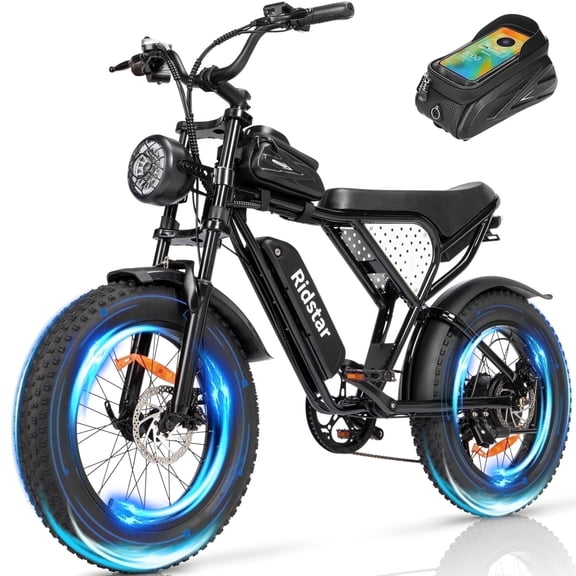Ridstar Electric Bicycle for Adults, 1000W 25MPH,48V 15Ah Electric Dirt Bike,20" Fat Tire Full Suspension Mountain Bike UL2849
