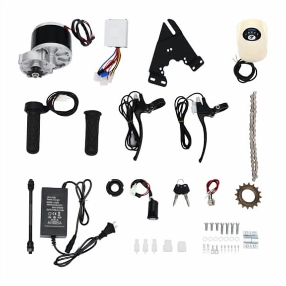 Electric Bicycle Motor Kit, 24V 250W E-Bike Conversion Kit for Chain Drive, 330rpm Electric Gear Bicycle Rear Derailleur w/Brushed Controller&Light&Key, Mid Installation Kit for Most Bicycles