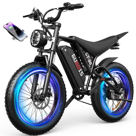 GUGOIS 20" * 4.0 Electric Bike for Adults/Teens, 750W Electric Mountain Bike, 48V 15.6Ah Battery Fat Tire Ebike, Full Suspension, USB-A, Max.28mph, UL2849
