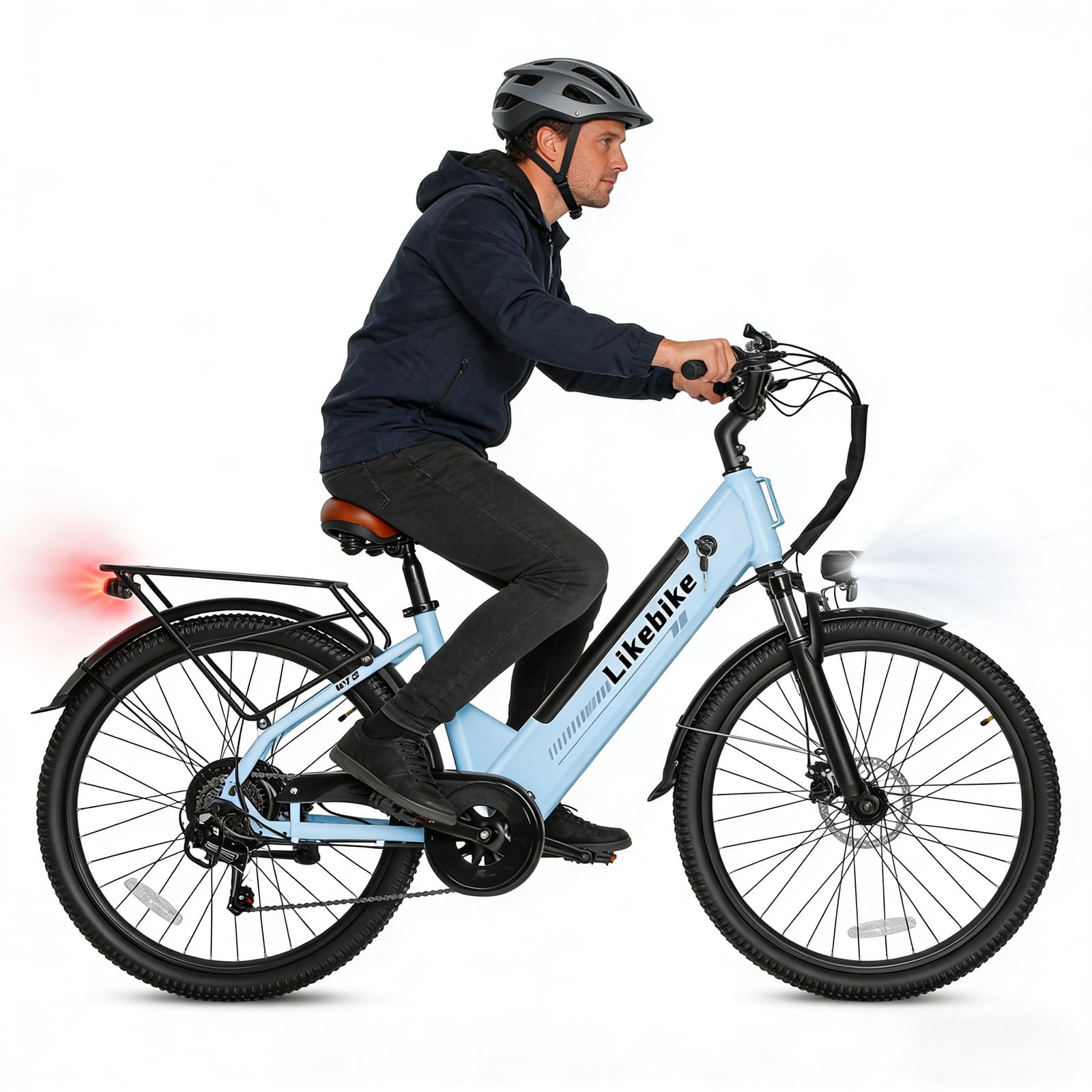 Electric Bicycle for Adults, 1500W Motor E Mountain Bike, 26in 45Miles 28MPH 7 Speed Commuting ebike,E-bike UL2849, Blue