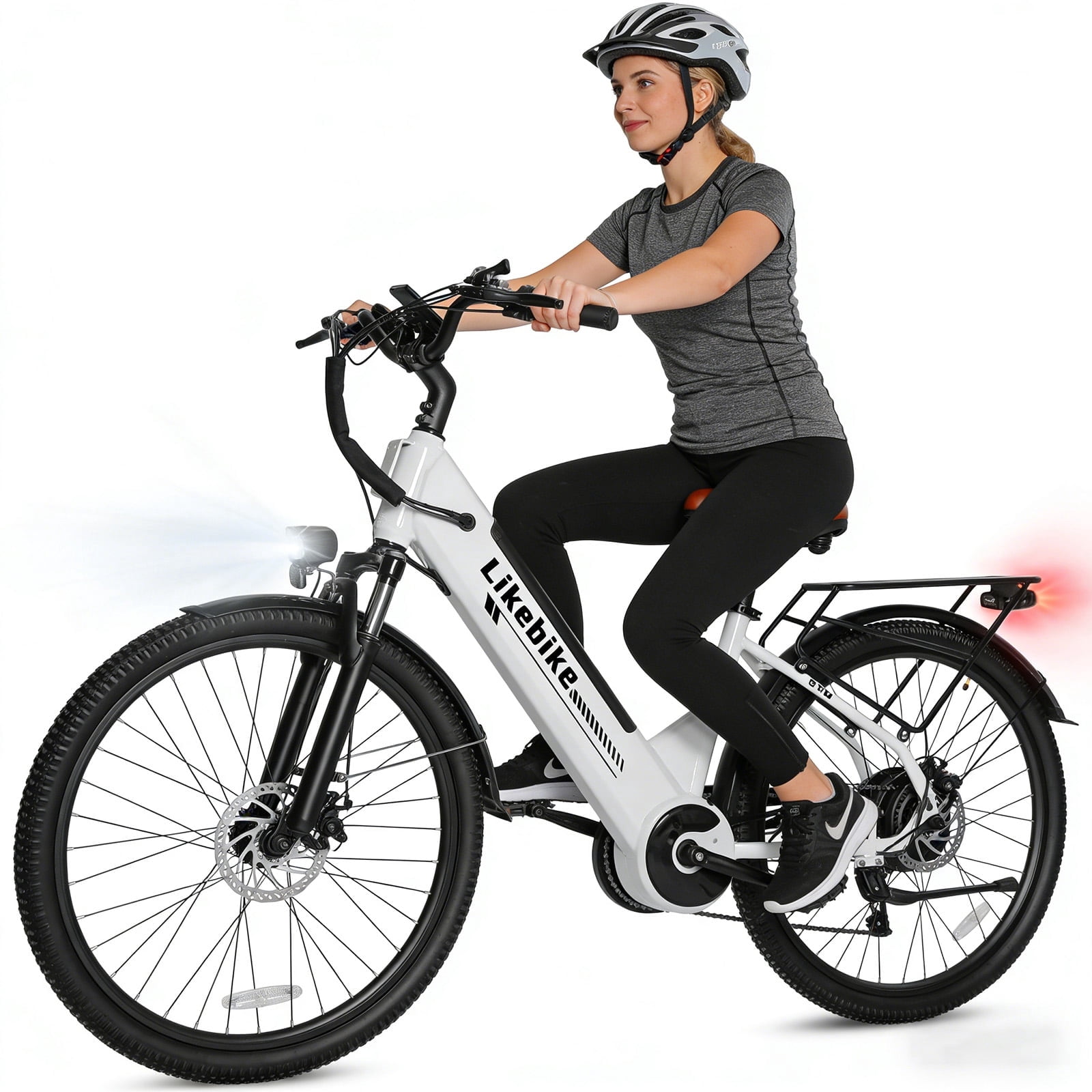 Electric Bicycle for Adults, 1500W Motor E Mountain Bike, 26in 45Miles 28MPH 7 Speed Commuting ebike,E-bike UL2849, White