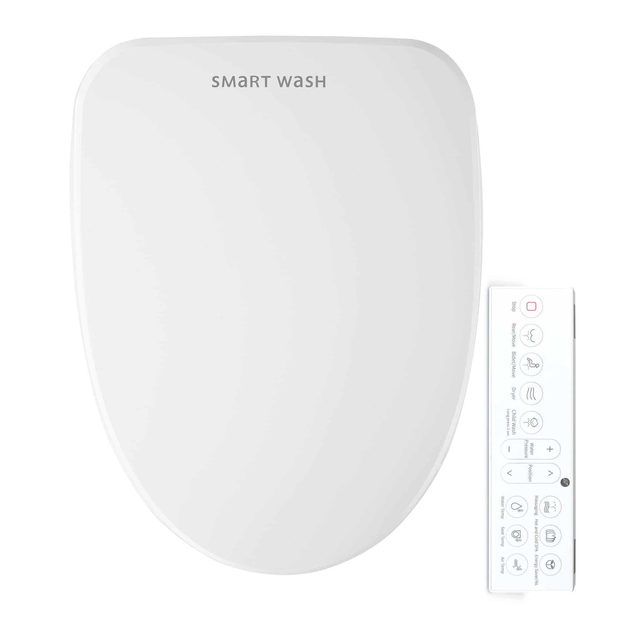 Electric Bidet Seat with Wireless Remote Control for Elongated Toilets