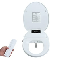 Electric Bidet Toilet Seat | Elongated Heated Seat with Instant Warm Water & Dryer | Bidet Attachment with Self-Clean Nozzle & Automatic Flip Cover