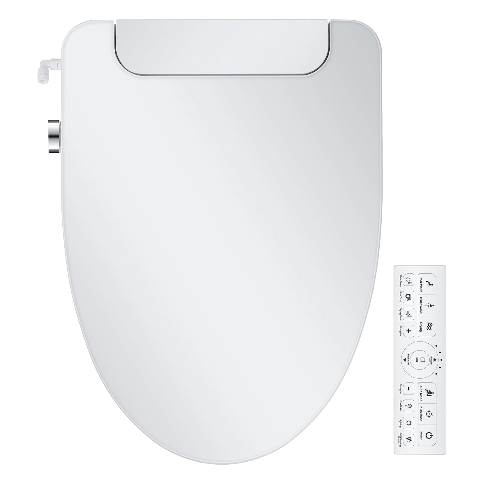 Electric Bidet Toilet Seat  Elongated Warm Water With Air Dryer Heated And Slow Close Lid Front Rear Wash Adjustable Temperature Led Nightlight Wireless Remote White 101