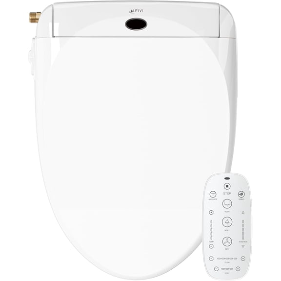 Electric Bidet Toilet Seat with Wireless Remote and Side Panel  Multiple Spray Modes  Adjustable Heated Seat  Warm Water and Air Dryer  Auto LED Nightlight  Elongated