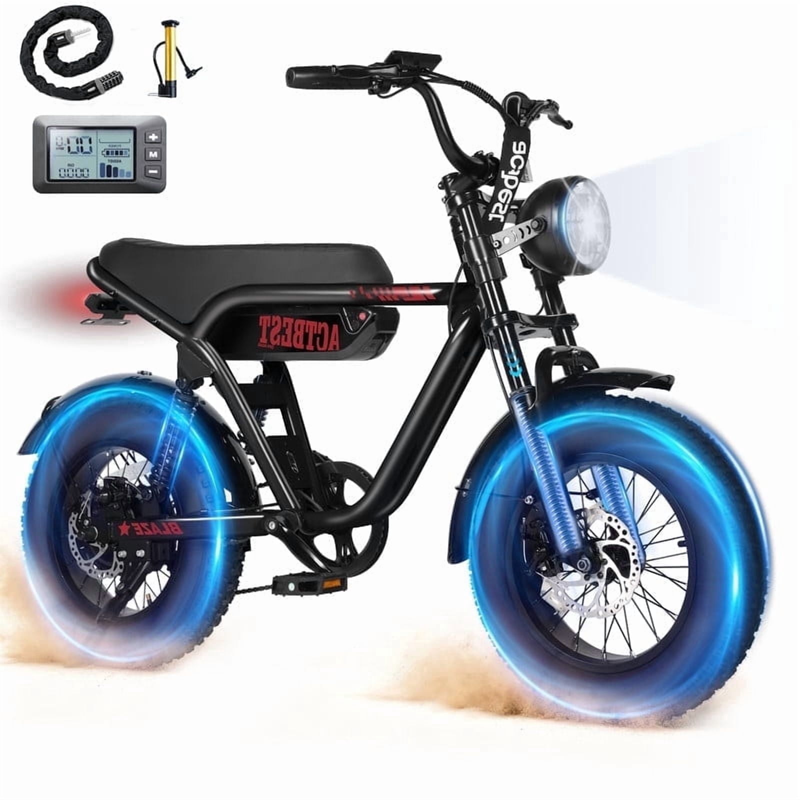 Electric Bike, 16"x4.0" Fat Tire Ebikes for Adults, 750W Peak 25 MPH Electric Mountain Bike, 48V 10.4 AH Battery, 7-Speed E-Bike with Free Lock