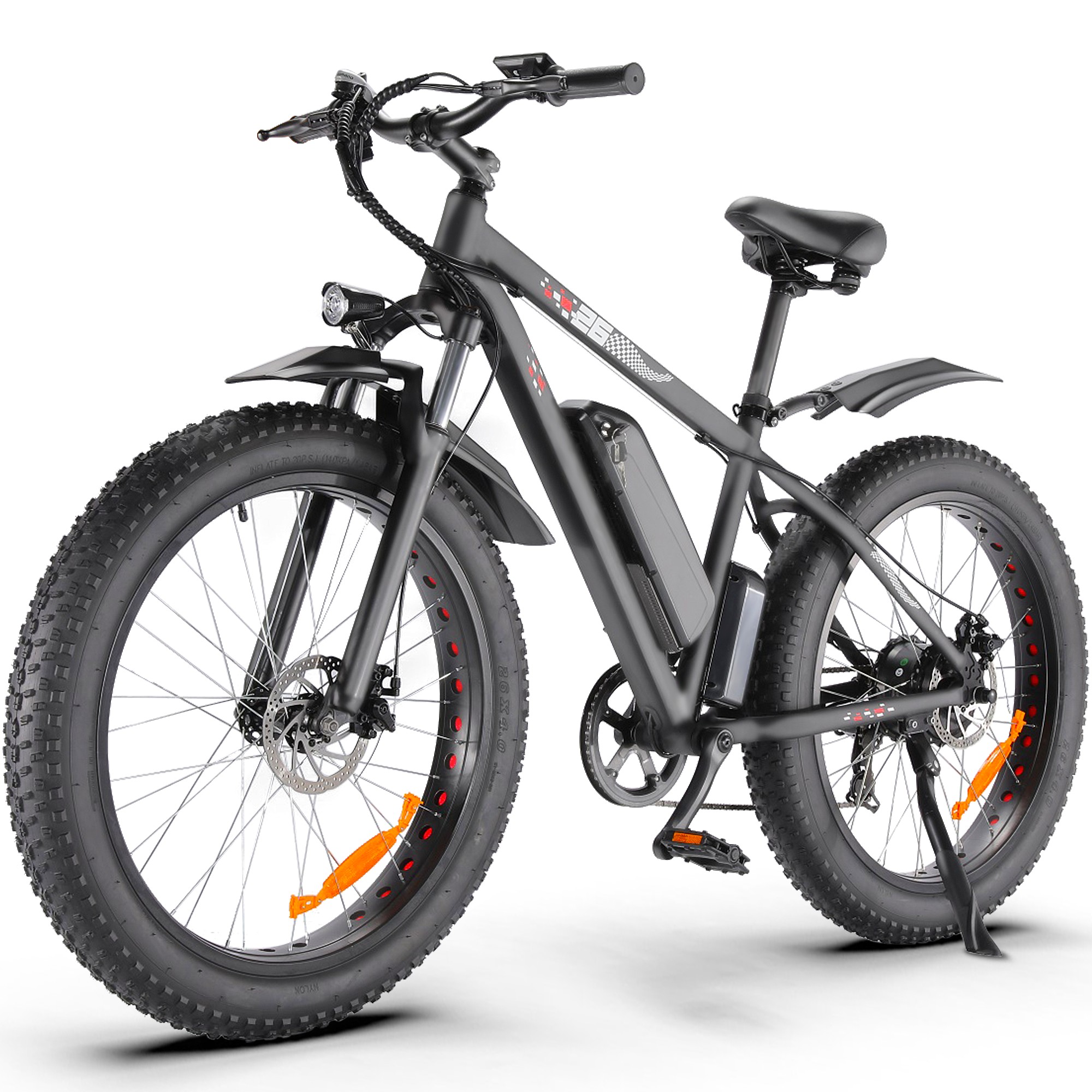 Electric Bike, 26" x 4" Fat Tire Electric Bike for Adults 500W 19.8MPH Electric Mountain Bicycle Snow Beach Ebike, 48V 10.4Ah Battery, Lockable Suspension Fork, LCD Display, Fast Charge, Red - image 1 of 16