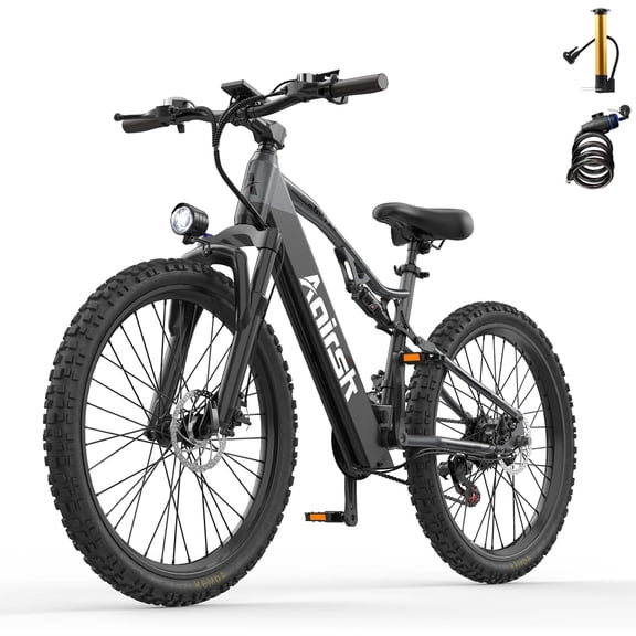 Electric Bike, 28Mph Speed, 20Ah/13Ah Battery & 750W Motor, 21-Speed & Dual Suspension, Max Range 80 Miles, 26" Electric Mountain Bicycle for Adults