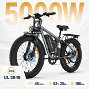 Electric Bike, 52V 25Ah 5000W Dual Motors, 26" Fat Tires Moped Bike, Max 45mph 100 Mile Range, for Off-Road Mountain Riding Adventures UL 2849