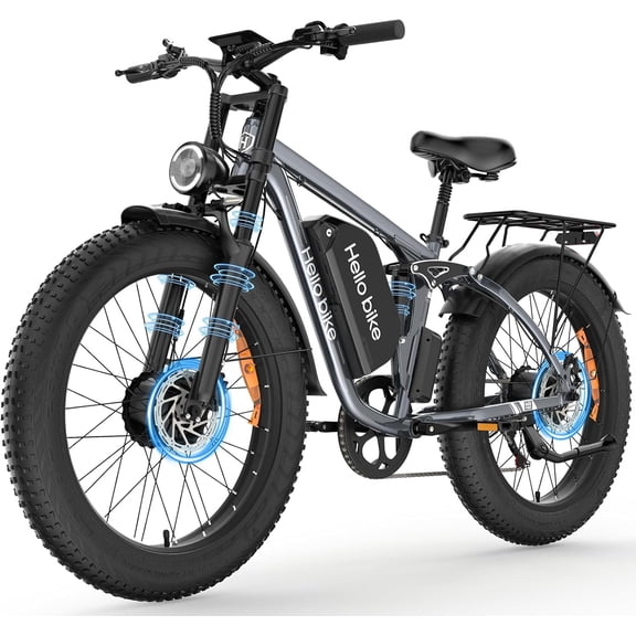 Electric Bike, 52V 25Ah 5000W Dual Motors, 26" Fat Tires Fast Ebike, Max 45mph 100 Mile Range, for Off-Road Mountain Riding Adventures UL 2849
