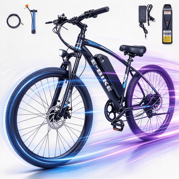 Electric Bike,749W Peak Motor,20MPH,35Miles,Commuter Ebike for Adults,432WH Removable Battery,7-Speed,26" Tires,Full Suspension,Lightweight,UL 2849
