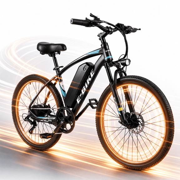 Electric Bike with 500W Motor, 20MPH, Commuting Electric Bicycle for Adults, Removable Battery, 7-Speed, 26" Tires, Full Suspension, Lightweight Ebike, 35 Mile Range, UL 2849