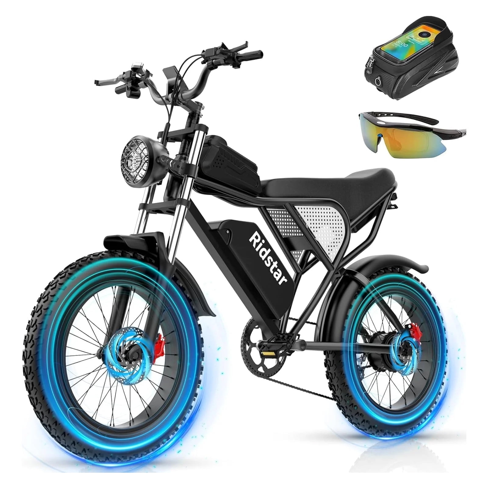 Ridstar Electric Bicycle for Adult,1500W 35MPH,48V 20Ah E-Bike,20’’Fat Tire,Full Suspension Mountain Bike UL2849