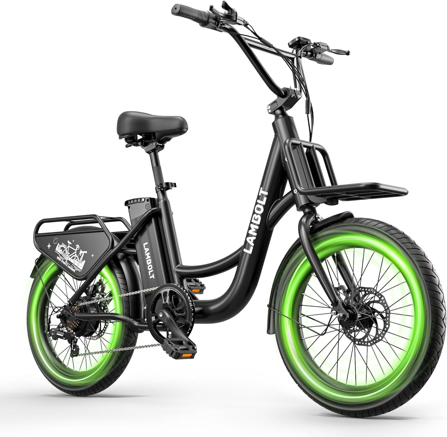 Adult Electric Bike, 1000W Peak Motor Ebike, 48V 15Ah Removable Battery, 20 inch Fat Tire, 7 Speed, Step-Thru Commuter Bicycle, 24MPH Max Speed, 70 Miles Long Range