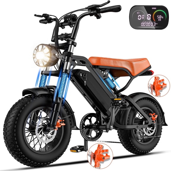 Electric Bike for Adults, 1000W Peak Power , 25MPH, 48V 15Ah Removable Battery, 30-Mile Range, 500LBS Load, 16''×4.0'' Fat Tire, Electric Mountain Bicycle for All-Terrain