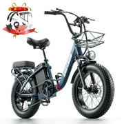 Electric Bike for Adults 20'', 800W UL2849 48V 32AH 110Miles Long Range Ebike up to 30mph Full Suspension E-mountain bike 4.0 Fat Tire Off-road, 2 Seats outdoor Dual Disc Brakes Electric bicycle