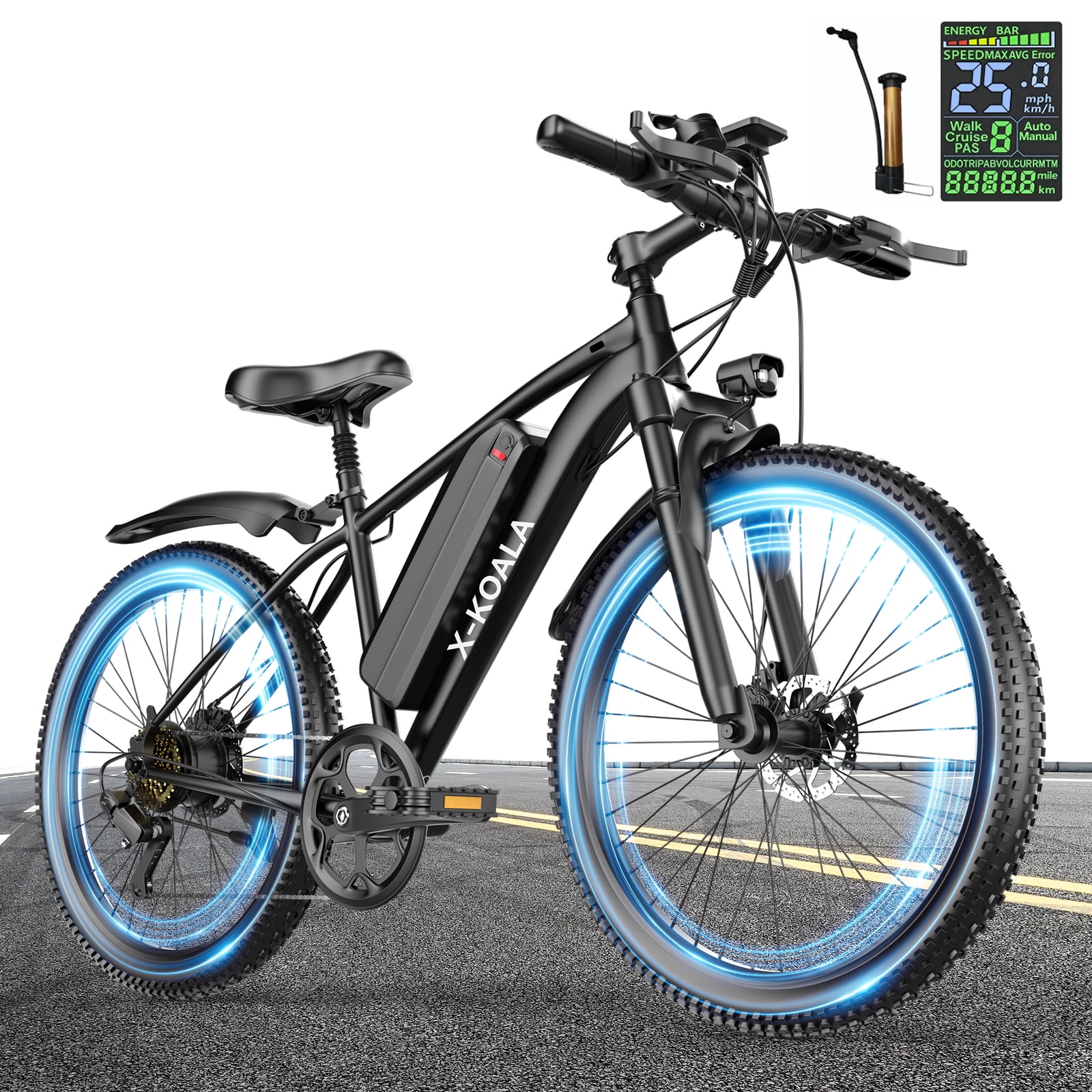 Electric Bike for Adults,1200W Peak Ebike, 50Miles 25MPH Commuting Electric Mountain Bike, 26" Adult Electric Bicycle with Removable Battery, 21 Speed,UL All Terrain E-Bike (Silver-55 Miles)