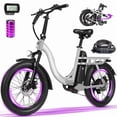 thumbnail image 1 of ESKUTE D200 Electric Bike for Adults 1200W Peak Motor 28 Mph, Folding Fat Tire E‑Bike, 48V 10.4Ah Up to 55 Miles, with 7‑Speed Step‑Through Cargo Fold E Bicycle, NFC Unlock, White with Lock, UL2849, 1 of 8