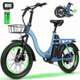 thumbnail image 1 of ESKUTE D200 Electric Bike for Adults 1200W Peak Motor 28 Mph, Folding Fat Tire E‑Bike, 48V 10.4Ah Up to 55 Miles, 7‑Speed Step‑Through Cargo E Bicycle, NFC Unlock, Blue with Front Basket, UL2849, 1 of 7
