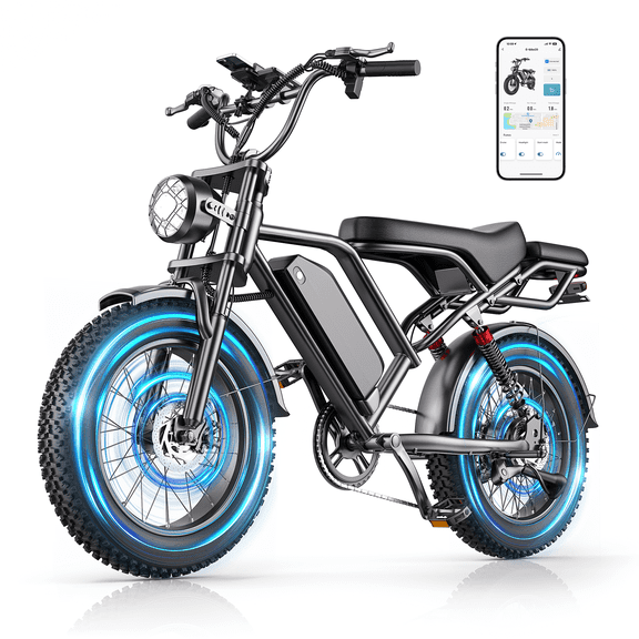 Electric Bike for Adults 1500W Peak All-Terrain Electric Dirt Bike with 20" Fat Tire, 70 Miles 28/31MPH Top Speed Ebike for Sand Mountain Snow, 48V 18AH Removable Battery Electric Motorcycle