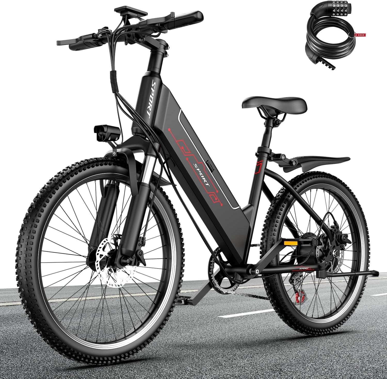 Electric Bike for Adults, 1500W Peak E bike with 48V 12Ah Internal Removable Battery, 26" Electric Bicycle Up to 25MPH, 65 Miles Long Range, 5 Modes & 7 Speeds, Lightweight Cruiser E-bike for Commute