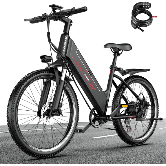 Electric Bike for Adults, 1500W Peak E bike with 48V 12Ah Internal Removable Battery, 26" Electric Bicycle Up to 25MPH, 65 Miles Long Range, 5 Modes & 7 Speeds, Lightweight Cruiser E-bike for Commute