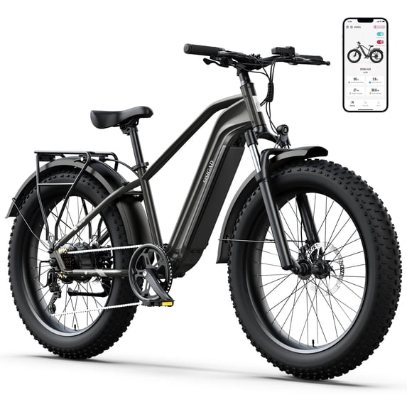Electric Bike for Adults(16+), Peak 1000W Electric Bicycles, E-Mountain Bike, 48V/500WH Battery, 26"×4.0" Fat Off-Road Tires, 28 Mph Max Speed UL2849, APP Control