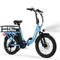 thumbnail image 1 of Actbest Electric Bike for Adults, 20'' Fat Tire Folding Ebike with Peak 1200W Motor, 7 Speed 28MPH, Adjustable Bike Stem, (Blue) with Rear Basket, 1 of 5