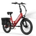 thumbnail image 1 of Speedy lite Electric Bike for Adults, 20" Fat Tire Folding Electric Bicycle,Peak 750W, 40Miles Step-Through Ebike, 10.4Ah 20MPH (Red) with Saddle Bag, 1 of 6