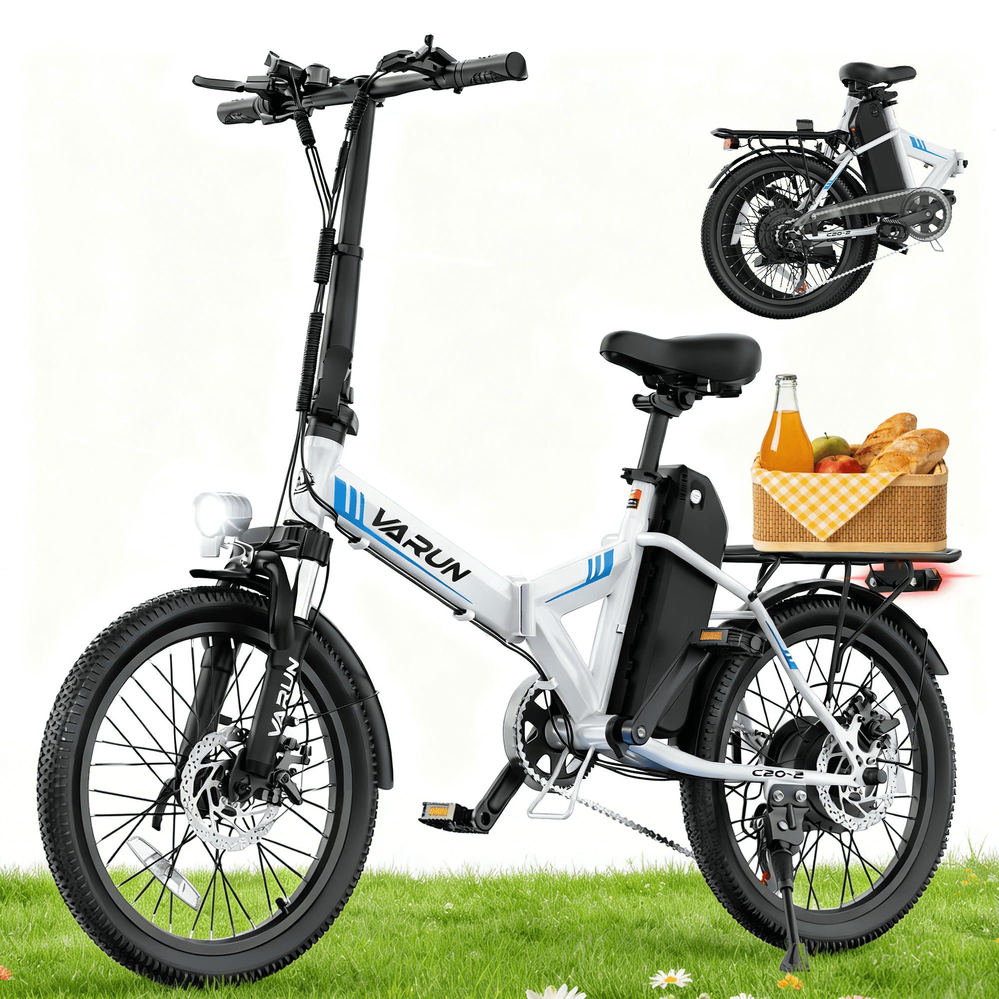 Electric Bike for Adults, 20'' Folding Ebike with Peak 500W 36V 280.8Wh ...