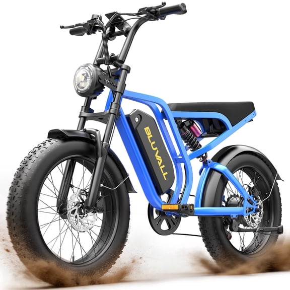 Electric Bike for Adults, 20"x4" Fat Tire E-Mountain Bike, 750W 48V 20Ah Battery, Up to 40 miles Range, 7-Speed Shimano Gears, 3 Riding Modes, 353lbs,Blue