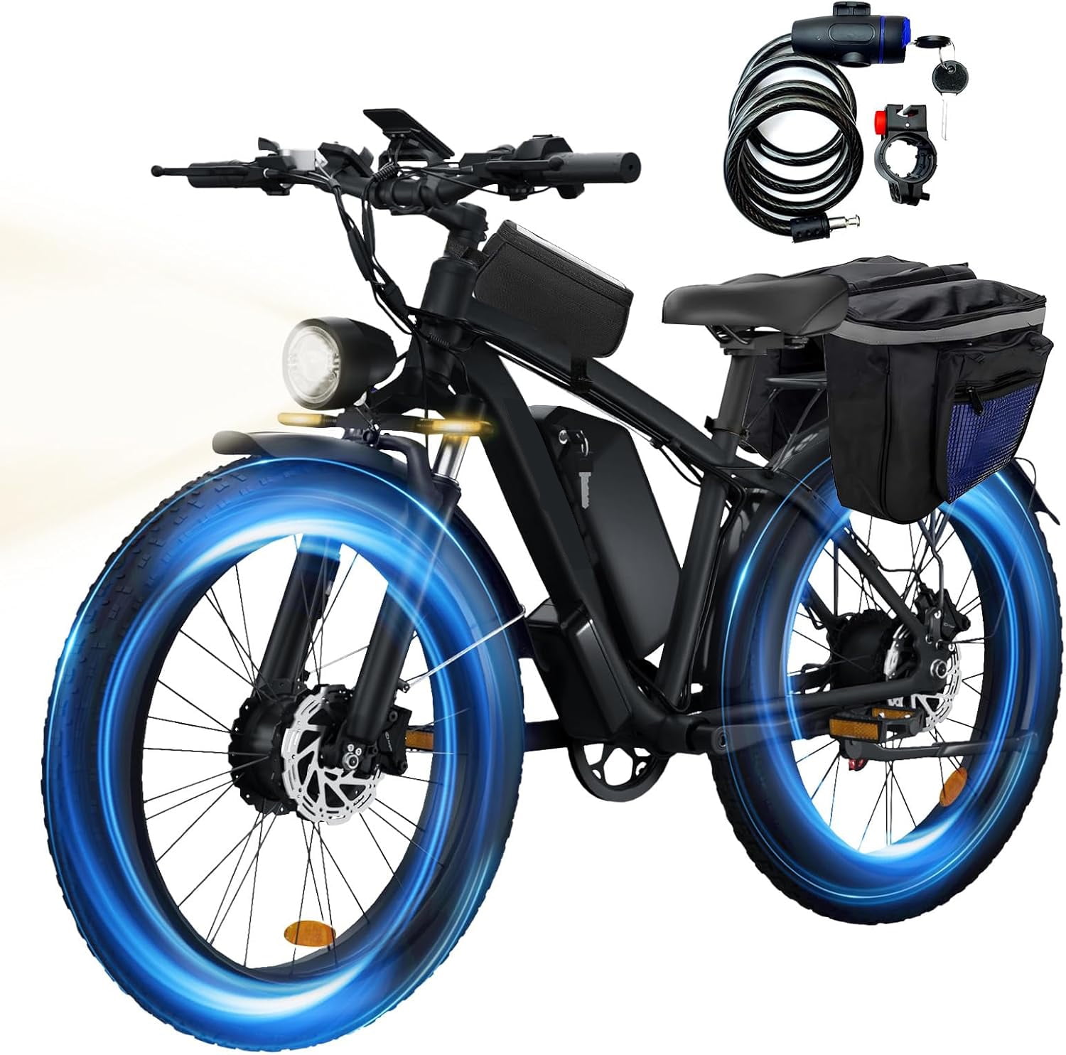 Electric Bike for Adults 2000W Dual Motor Fat Tire E-Bike for Off-Road Adventures, Night Rides, 35MPH AWD Speed, 48V 23.8AH Long Range Battery, Hydraulic Brakes, 4 Riding Modes