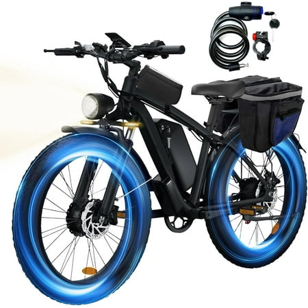 Electric Bike for Adults 2000W Dual Motor Fat Tire E-Bike for Off-Road Adventures, Night Rides, 35MPH AWD Speed, 48V 23.8AH Long Range Battery, Hydraulic Brakes, 4 Riding Modes