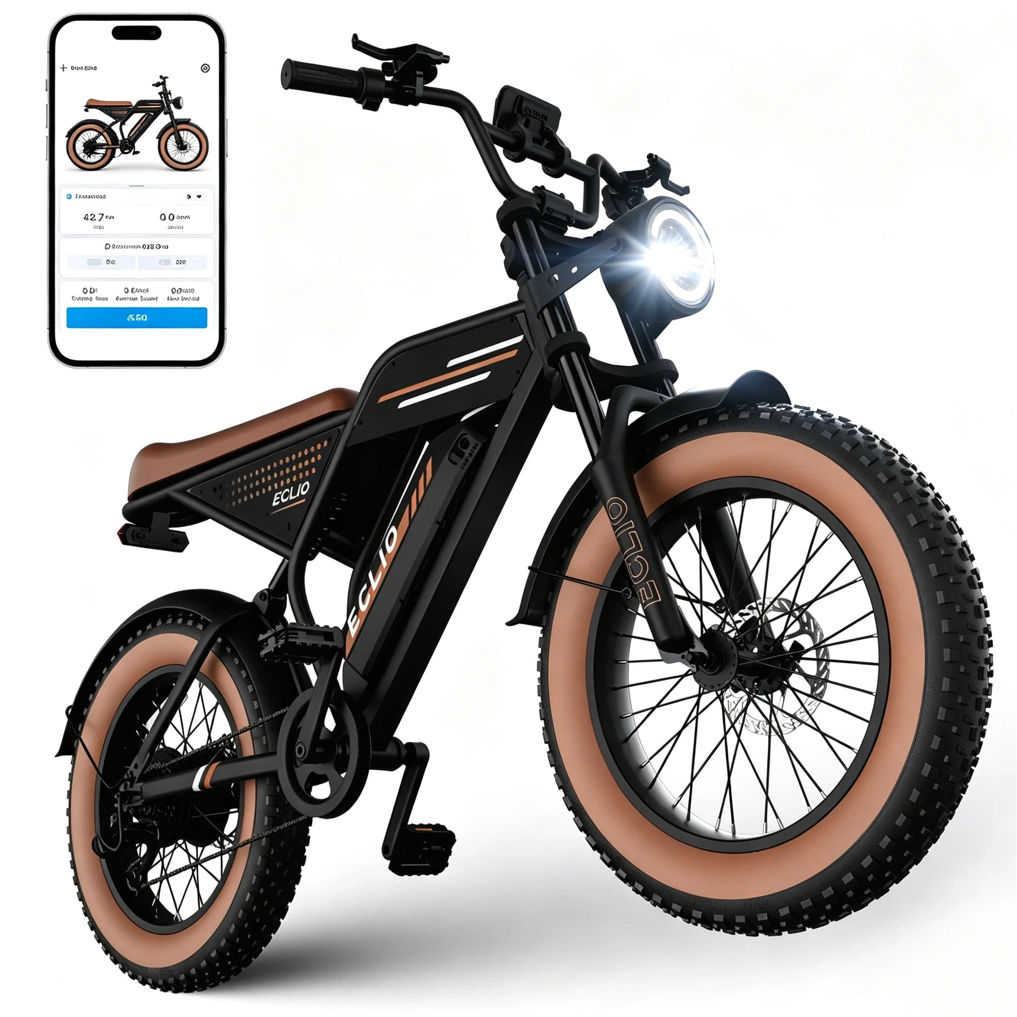 Electric Bike for Adults,20MPH, 48V 13Ah Battery 40-65Miles Ebike Moped Style, 20*4.0'' Fat Tire Electric Dirt Bike, Off Road Electric Bicycle with Full Suspension and 7-Speed