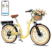 26 Inch Cruiser Electric Bike, E-Bike for Adults with 48V 15.6AH Removable Battery, Step Through Ebike for Women Men UL2849- Yellow